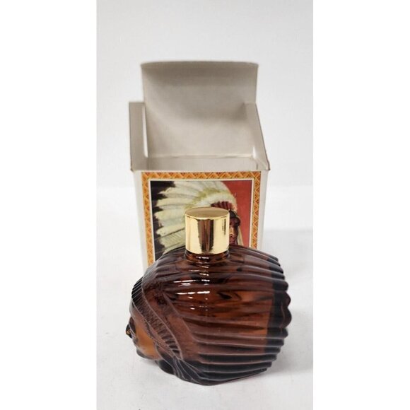 VINTAGE Avon 72 Indian Chieftain Spicy Aftershave Head Bottle Glass Decanter - Picture 1 of 7